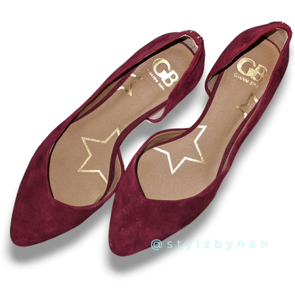 Gianni Bini Suede Maroon Flats Size 7M Women's Slip-On Shoes NWOT